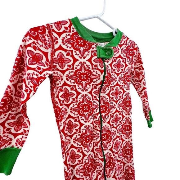 Hanna Andersson Size 90 US 3 Pajamas Zip Sleeper Red Green Christmas Holiday - Picture 2 of 4
